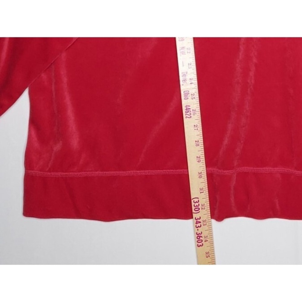 Woman Within Velour Top 5X Red Long Sleeve Round Neck Pullon Casual Shirt - Picture 4 of 5